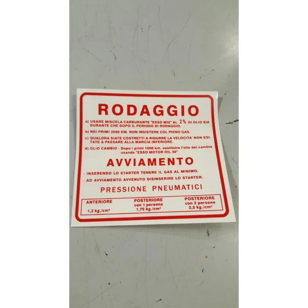 610170M ETICHETTA RODAGGIO (VESPA VINTAGE)
