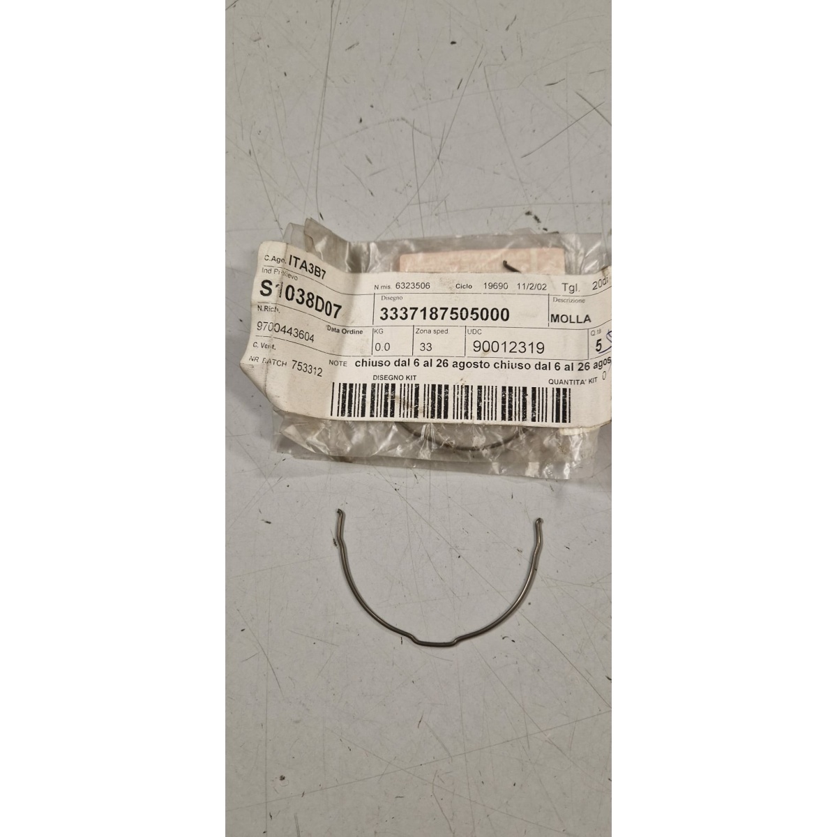3337187505000 MOLLA SINCRONIZZATORI CAMBIO (PORTER 1000) - immagine 1